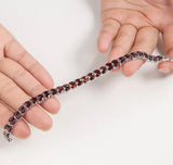 Silver Garnet Tennis Bracelet – Marquise Cut, Deep Red