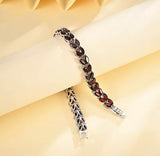 Silver Garnet Tennis Bracelet – Marquise Cut, Deep Red