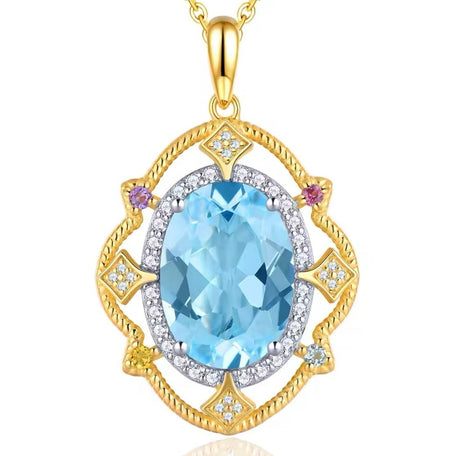 Silver (Gold Plated) Sky Blue Topaz 8.00 ct Pendant
