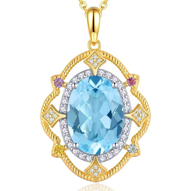 Silver (Gold Plated) Sky Blue Topaz 8.00 ct Pendant