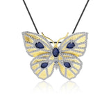 Silver / Golden plated 2.06 ct Sapphire Pendant - Brooche