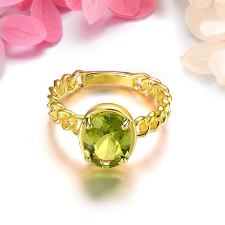 Silver / Golden Plated 2.60 ct Peridot Ring