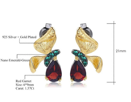 Silver / Golden plated 3.15 ct Garnet Earrings