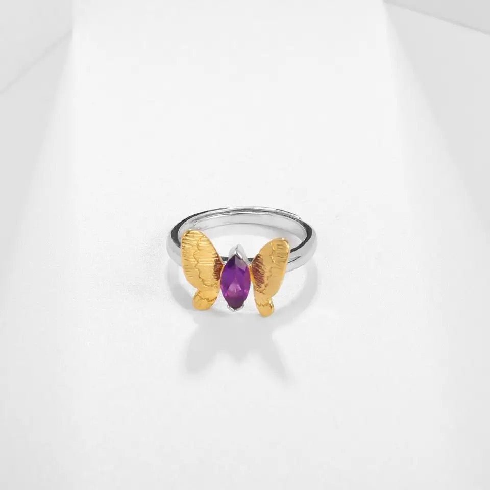Silver / Golden plated Amethyst Ring