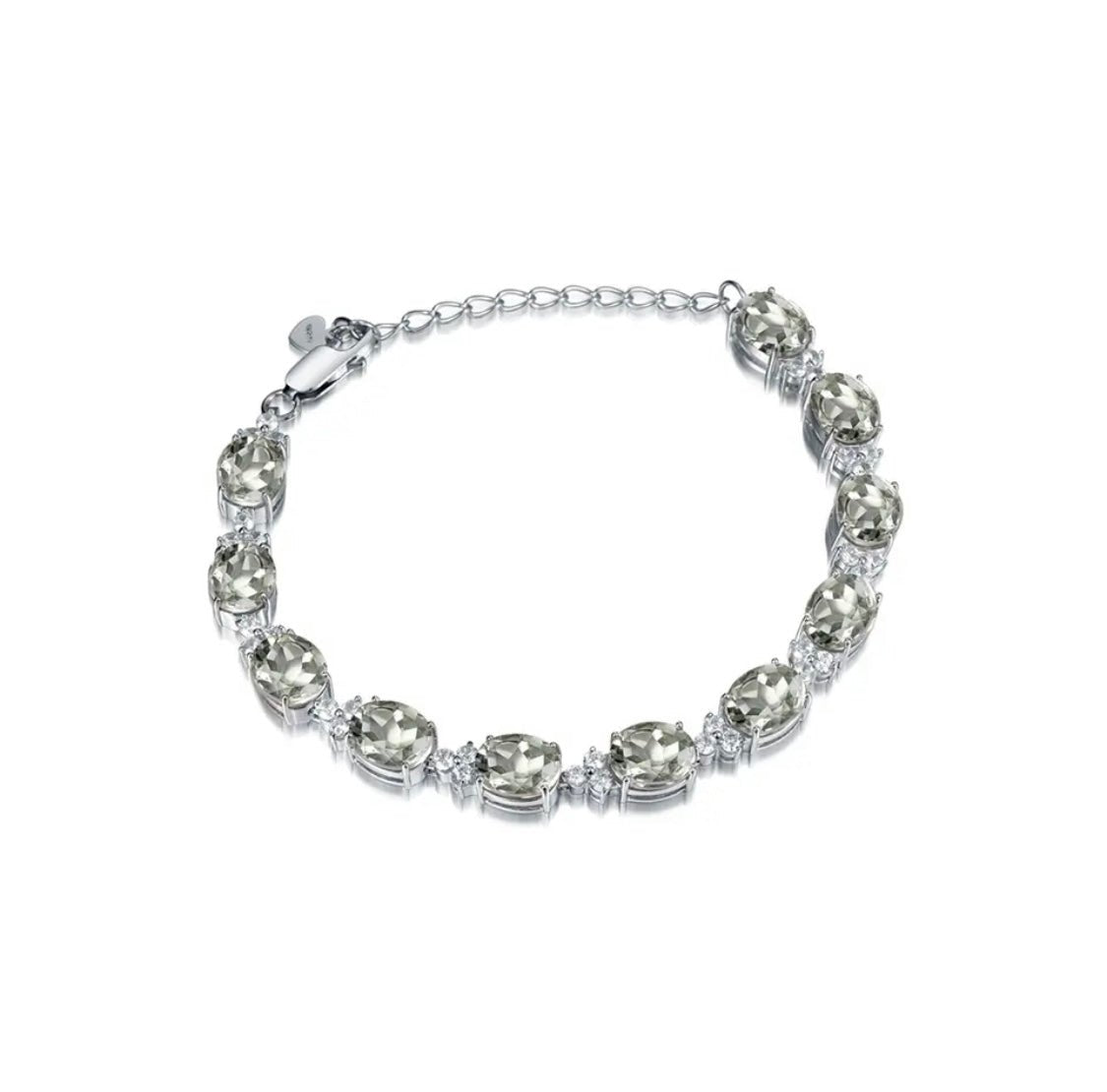 Silver Green Amethyst Bracelet – Natural Prasiolite Gemstone Jewelry