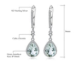 Silver Green Amethyst Earrings – Natural Pear - Cut Prasiolite Jewelry
