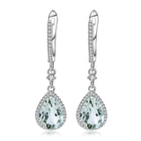 Silver Green Amethyst Earrings – Natural Pear - Cut Prasiolite Jewelry