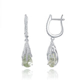 Silver Green Amethyst Earrings – Natural Prasiolite Gemstone Jewelry