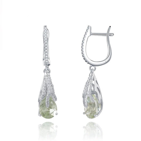 Silver Green Amethyst Earrings – Natural Prasiolite Gemstone Jewelry