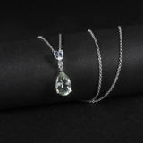 Silver Green Amethyst Necklace – Natural Pear - Cut Prasiolite Jewelry