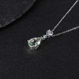 Silver Green Amethyst Necklace – Natural Pear - Cut Prasiolite Jewelry