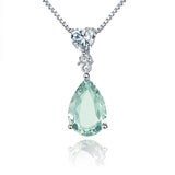 Silver Green Amethyst Necklace – Natural Pear - Cut Prasiolite Jewelry