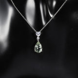 Silver Green Amethyst Necklace – Natural Pear - Cut Prasiolite Jewelry