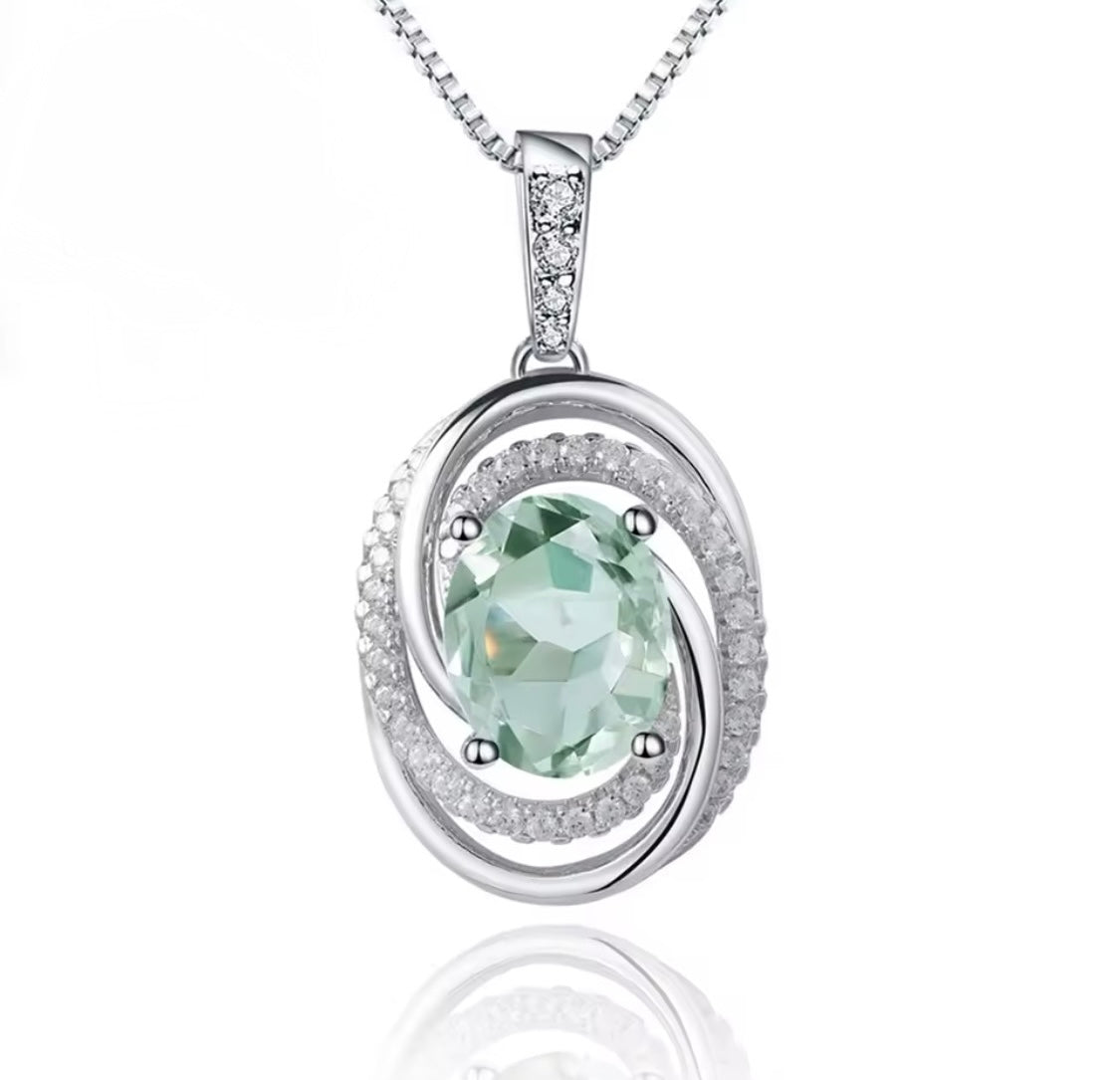 Silver Green Amethyst Pendant – 0.66 ct Natural Prasiolite Necklace