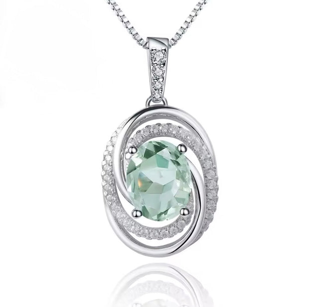 Silver Green Amethyst Pendant – 0.66 ct Natural Prasiolite Necklace