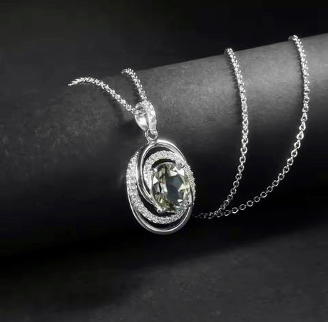 Silver Green Amethyst Pendant – 0.66 ct Natural Prasiolite Necklace