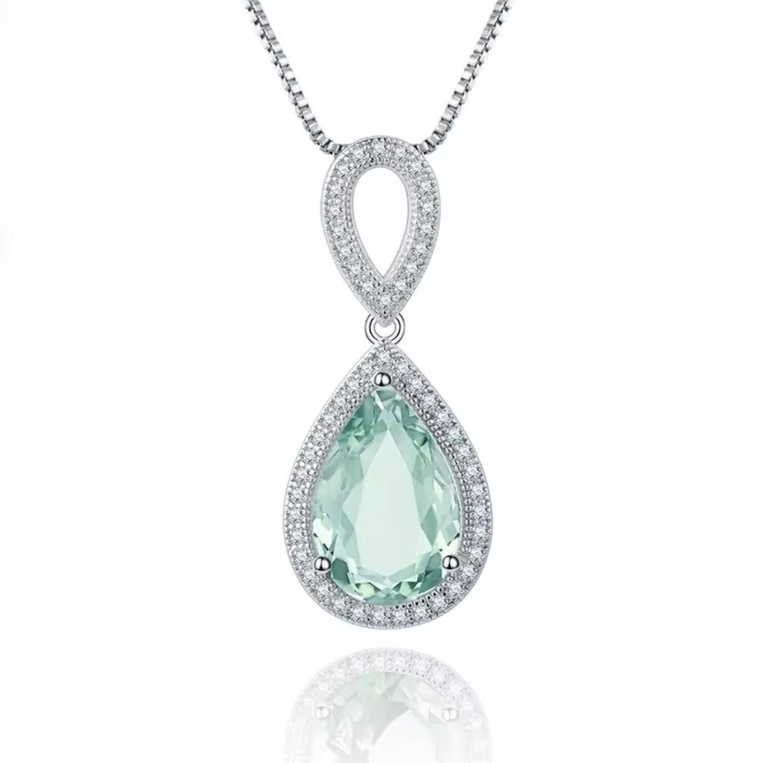 Silver Green Amethyst Pendant – 0.75 ct Natural Prasiolite Necklace