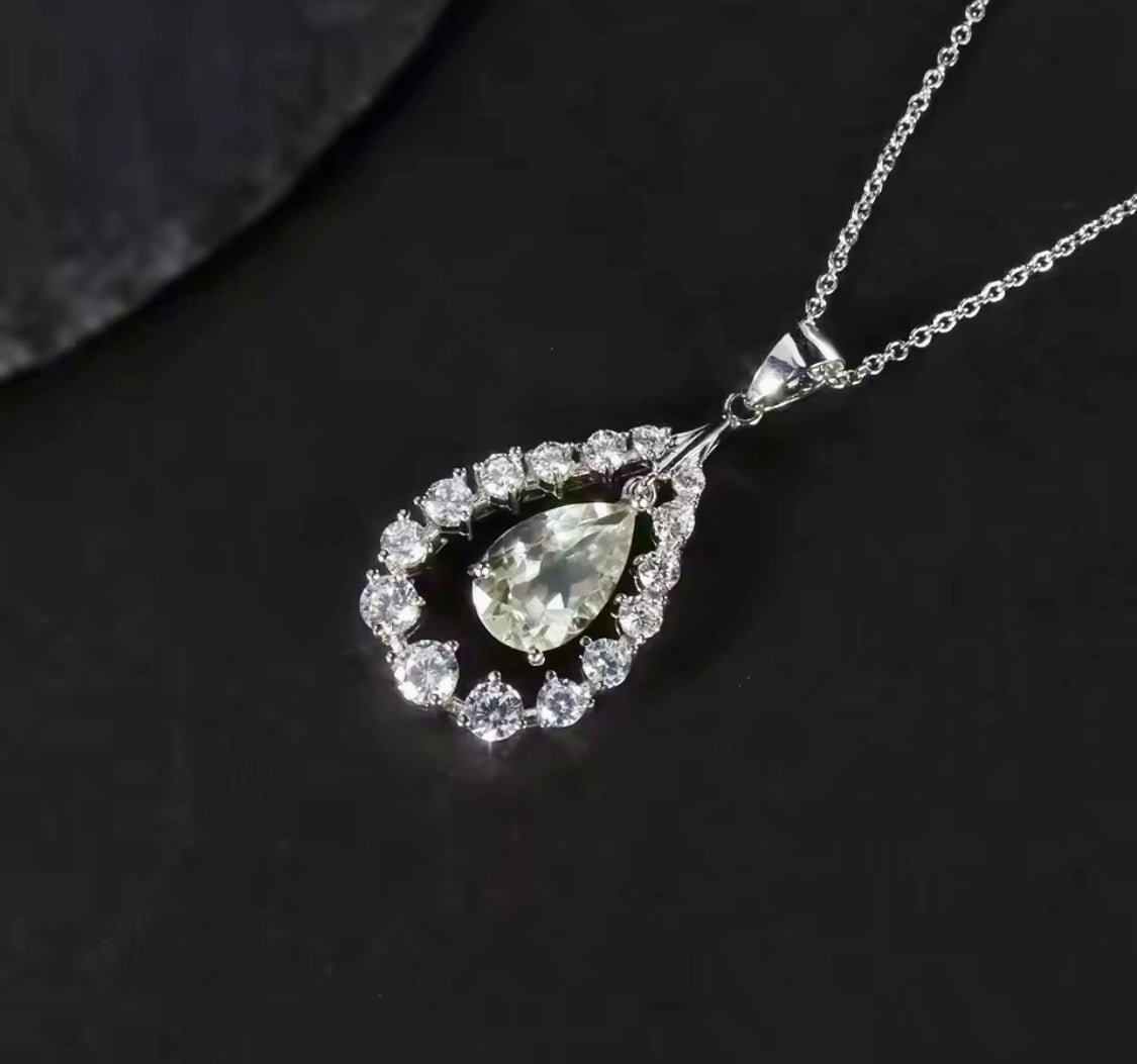 Silver Green Amethyst Pendant – 1.31 ct Natural Prasiolite Necklace