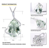 Silver Green Amethyst Pendant – 15.10 ct Natural Prasiolite Necklace