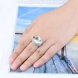 Silver Green Amethyst Ring – 11.00 ct Natural Prasiolite Jewelry