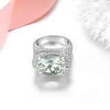 Silver Green Amethyst Ring – 11.00 ct Natural Prasiolite Jewelry