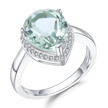 Silver Green Amethyst Ring – Natural Prasiolite Gemstone Jewelry