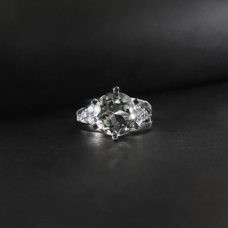 Silver Green Amethyst Ring – Natural Prasiolite Gemstone Jewelry