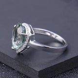 Silver Green Amethyst Ring – Natural Prasiolite Gemstone Jewelry