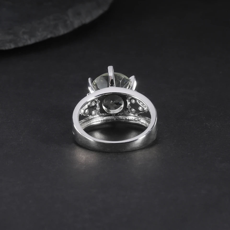 Silver Green Amethyst Ring – Natural Prasiolite Gemstone Jewelry