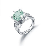 Silver Green Amethyst Ring – Natural Prasiolite Gemstone Jewelry