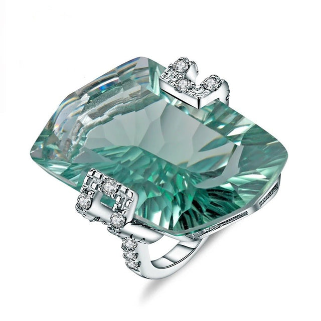 Silver Green Amethyst Ring – Natural Prasiolite Gemstone Jewelry