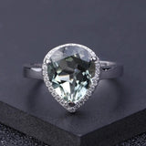 Silver Green Amethyst Ring – Natural Prasiolite Gemstone Jewelry