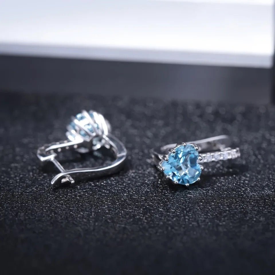 Silver Heart Shaped 5.14 ct Topaz Earrings