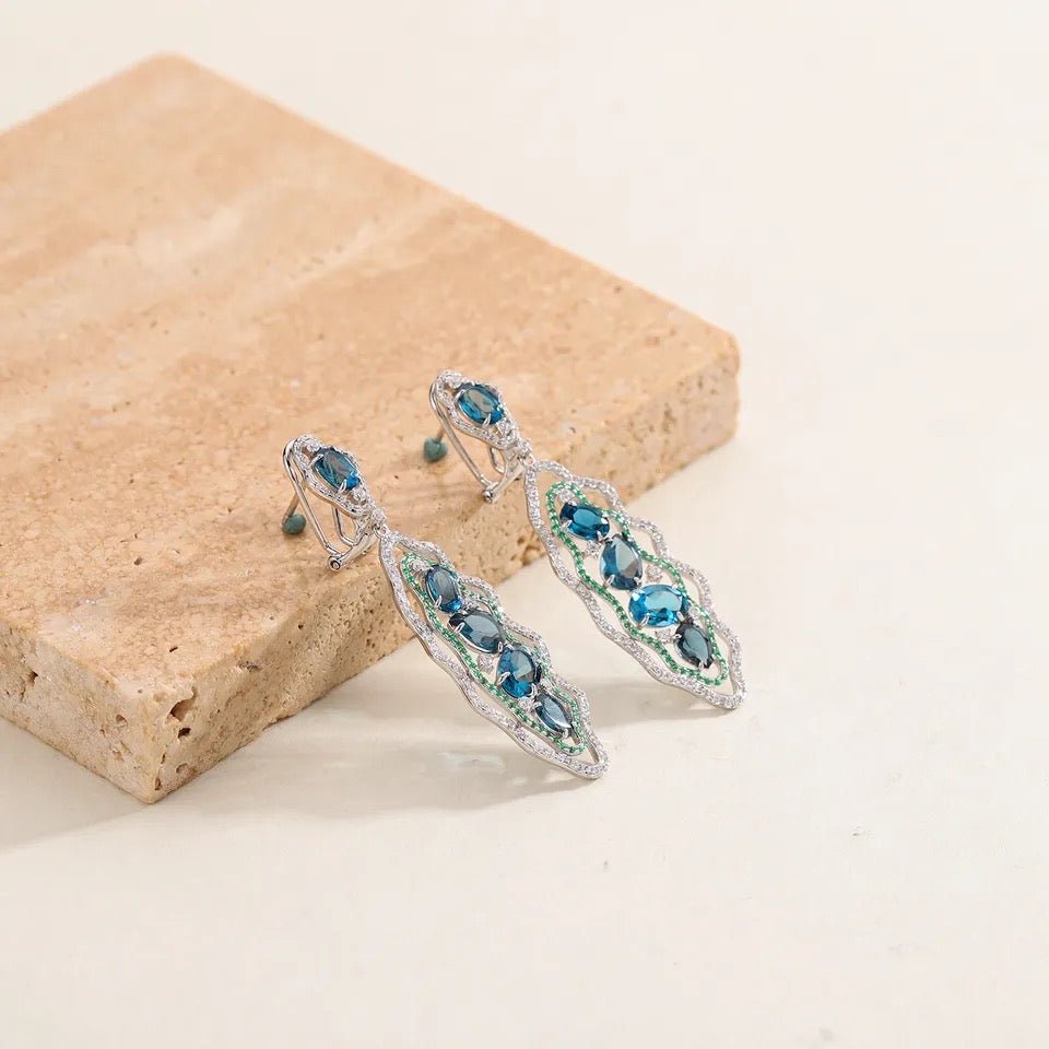 Silver London Blue Topaz Earrings