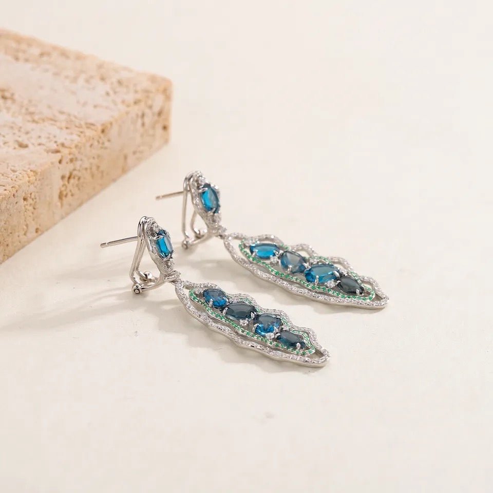 Silver London Blue Topaz Earrings