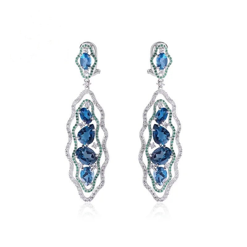 Silver London Blue Topaz Earrings
