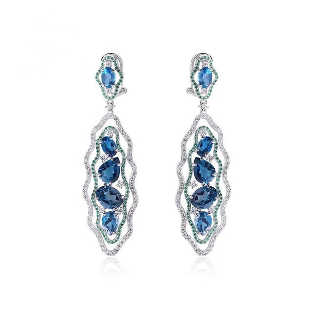 Silver London Blue Topaz Earrings