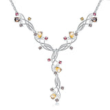 Silver Necklace with Natural Citrine, Garnet & Smoky Quartz – 5.87 ct