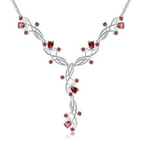 Silver Necklace with Natural Garnet 5.87 ct – Pear & Round Cut