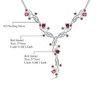 Silver Necklace with Natural Garnet 5.87 ct – Pear & Round Cut