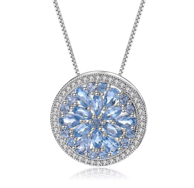 Silver Pendant 3.68 ct Swiss Blue Topaz