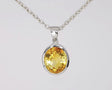 Silver Pendant with Natural Citrine 13.29 ct – Oval Cut, AGR Certified