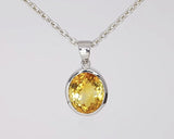 Silver Pendant with Natural Citrine 13.29 ct – Oval Cut, AGR Certified