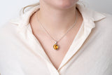 Silver Pendant with Natural Citrine 13.29 ct – Oval Cut, AGR Certified