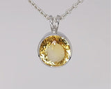 Silver Pendant with Natural Citrine 21.18 ct – Round Cut, AGR Certified