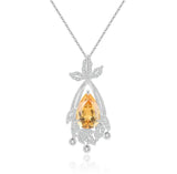 Silver Pendant with Natural Citrine – Pear Cut, Necklace Included
