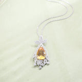 Silver Pendant with Natural Citrine – Pear Cut, Necklace Included