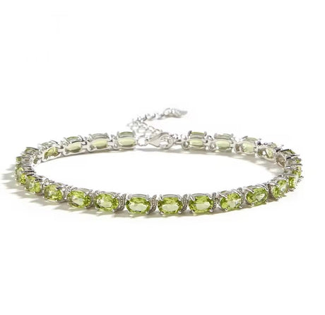 Silver Peridot Bracelet – Oval Cut, Natural Gemstones