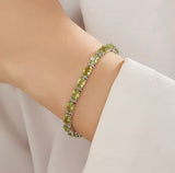 Silver Peridot Bracelet – Oval Cut, Natural Gemstones