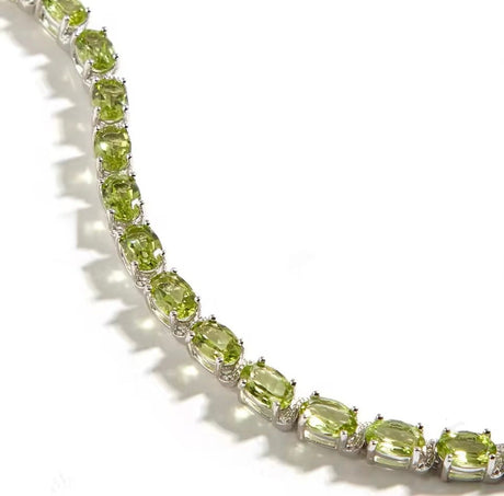 Silver Peridot Bracelet – Oval Cut, Natural Gemstones